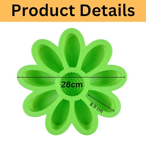 Image of PureBake Large Round Silicone Molds for Baking, 10 - Cavity Sun Flower Mould, Non-Stick Cake Pan for Mousse, Desserts, Candy, Soap & More - Food-Grade, Flexible, Oven & Freezer Safe