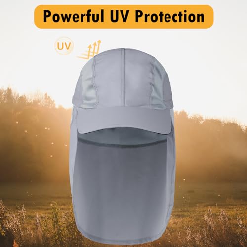 Image of Mens Sun Hat with Breathable Mesh Sun Hats for Men Sun Protection Fishing Hat with Neck Flap for Hiking Cycling