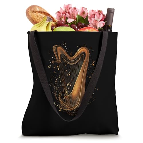 Bolso tote con diseño de arpa musical miniatura 4