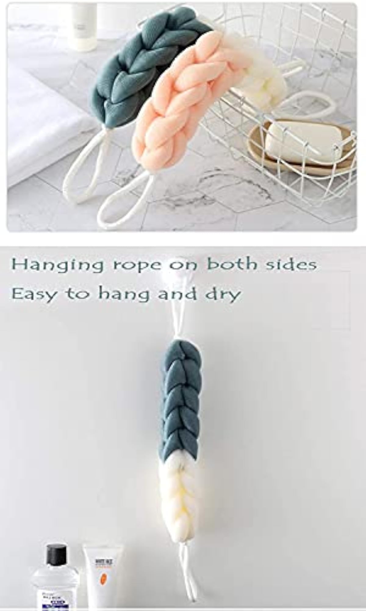 2 Pack Long Stretch Back Sponge, Bath Scrubber