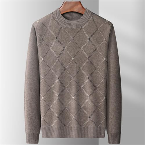 Men's Crewneck Sweater Slim Fit Argyle Pattern Long Sleeve Knit Pullover Pullovers Elastic Warm Top3