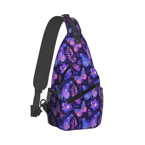 Neon Butterfly Sling Backpack Unisex Crossbody Chest Bag Shoulder Chest Bag For Women Men Hiking Travel2