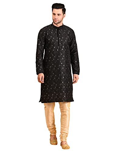 Image of Uri and MacKenzie Embroidery Silk Men's Kurta Pyjama Set