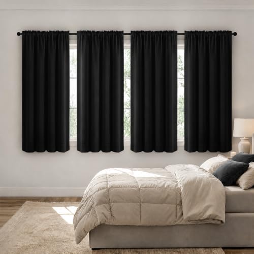 MIULEE Black Blackout Curtains 54 Inch Length for Bedroom Set of 4 Panels by MIULEE - Used condition - Image 2