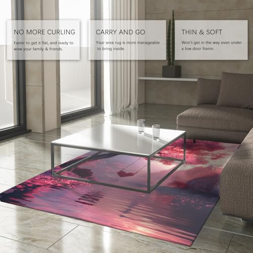 Tapis rose motif arbres et rivières, le cadeau de Saint-Valentin idéal