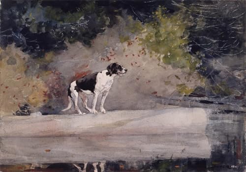 Chien sur une bûche Winslow Homer toile déco murale pour salon chaleureux