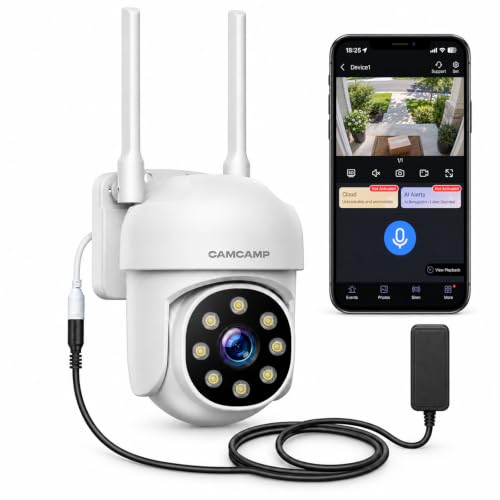 CAMCAMP Caméra de surveillance WiFi extérieur 1080P pour maison