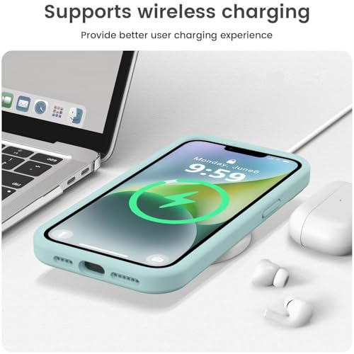 Vooii Compatible with iPhone 13 Pro Case, Liquid Silicone Upgrade [Camera Protection] [Soft Anti-Scratch Microfiber Lining] Shockproof Phone Case for iPhone 13 Pro 6.1 inch - Mint by Vooii - Used condition - Image 7