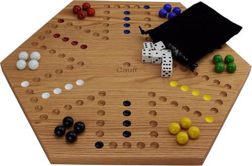 Solid Oak Double Sided Marble Board Game Hand Painted by Cauff (16 inch Oak)