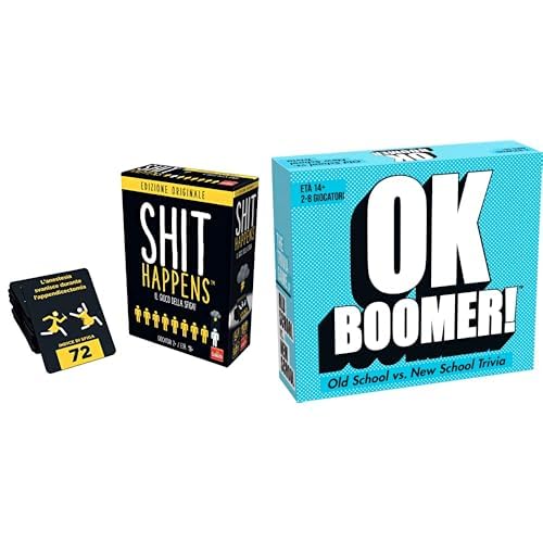 Set di 2 giochi: Shit Happens Il Gioco Della Sfiga + OK Boomer - Giochi da tavolo dazione di abilità e di velocità per bambini - Nuovo set di giochi - Gioca con la famiglia o gli amici - 2+ gioca