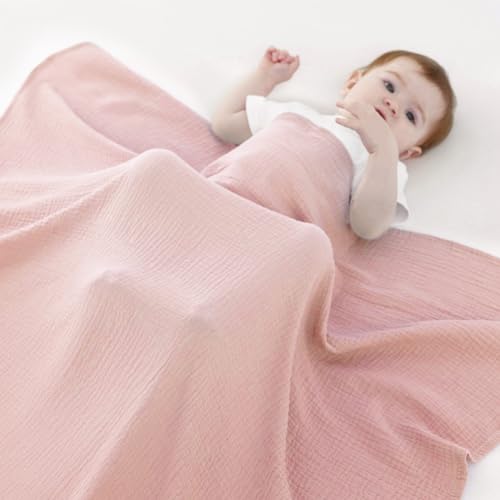 Muslin Swaddle Blankets for Newborns, 2 Pack Large 40 x 40 Inches, 100% Cotton Receiving Blankets, Soft and Breathable Baby Swaddles, Baby Essentials for Girls, Shower Gift, Floral and Pink