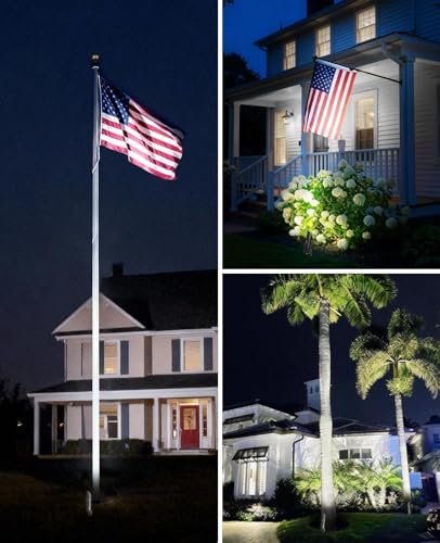 SUNVIE 20W LED Spot Lights Outdoor Weatherproof 5000K Dusk to Dawn Flag Pole Light 120V Plug in Landscape Spotlight with Photocell Sensor Ultra Bright Bullet Flag Light for Yard Garden Tree Statue