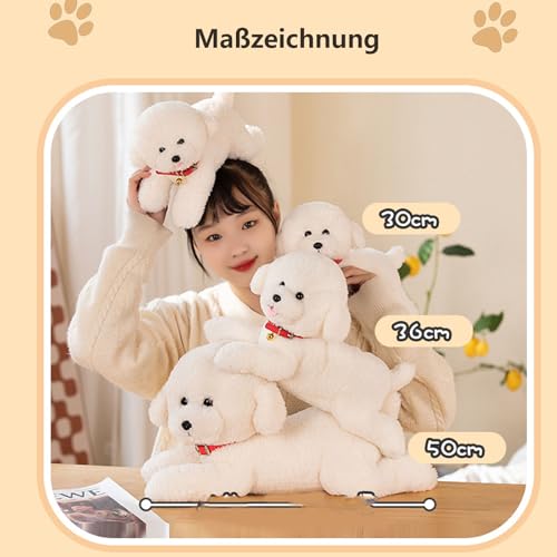 Bichon Frise Kuscheltier,Weiches Stofftier Simulation Stehendes Liegend,Pudel Kuscheltier Weiss,Realistisch Teddy Dog, Für Die Heimdekoration Geburtstagsgeschenke Geschenk Kinder (30cm,Stehen)