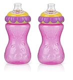 Nuby 3D Flower No Spill Super Spout Gripper Cup, 11 Ounce, 2 Pack