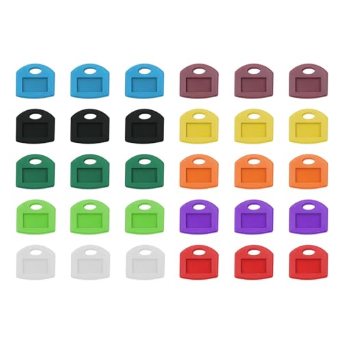 Lot de 30 Capuchons de Clé en Silicone, Couvre Clef Couleur avec Étiquettes Inscriptibles, Porte Clef Etiquette Imperméable pour Identification Facile des Clés de Maison, Bureau et Garage (Multicolore