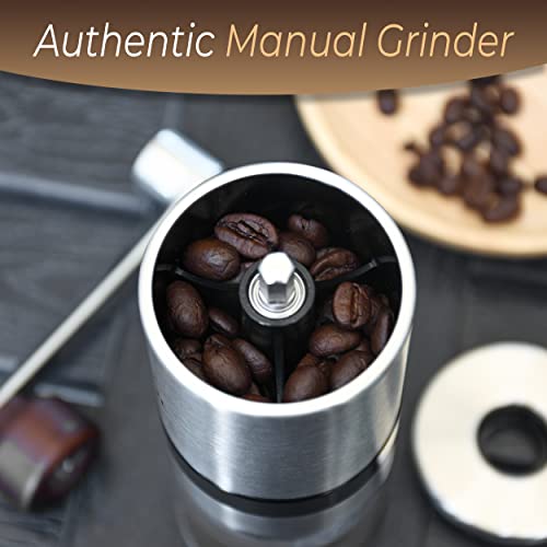 KOKAIL Moedor manual de café – manivela com puxador de madeira, 6 ajustes de moagem ajustáveis, incl
