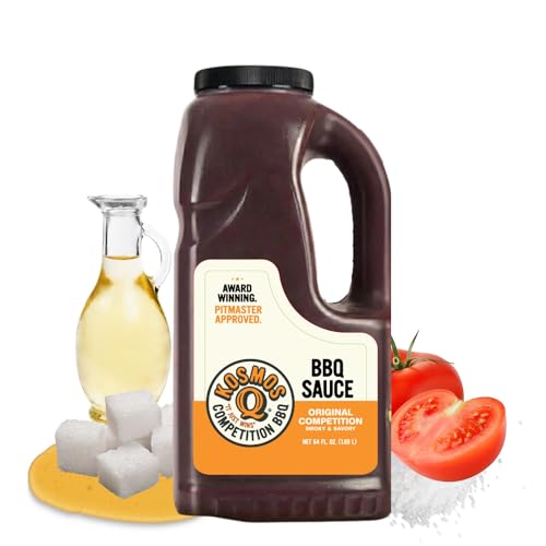 Kosmos Q Original Competition BBQ Sauce, Father’s Day Gift for Him, Sweet & Smoky Barbecue Sauce for Ribs, Pulled Pork, Brisket & Chicken, Award-Winning BBQ Sauce, 64 Oz Bottle