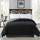 Cosybay Reversible Down Alternative Comforter Black/Grey - Corner Duvet Tabs- Double Sided &...