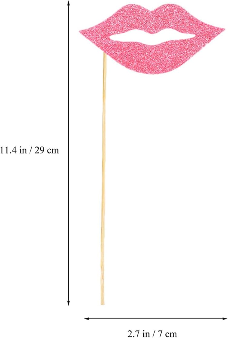 Funny Lips Photo Props Set, Pink Party Lip Decor Accessories for Wedding Birthday, 40 Pieces Photo Booth Props for Festival and Celebration