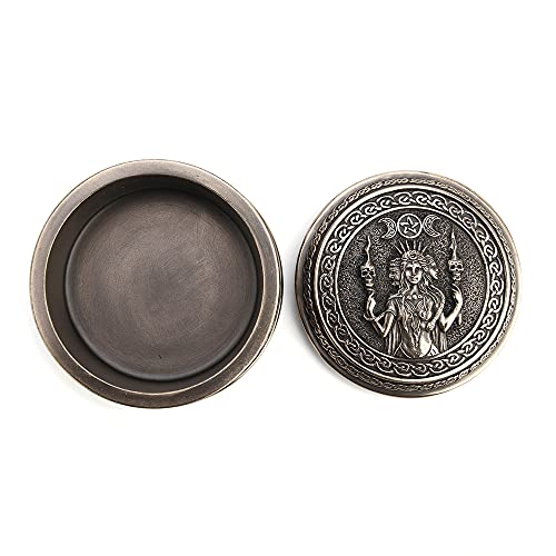 Veronese Design 2 1/8" Tall Hecate Goddess Of Chthonic Round Trinket Box Cold Cast Bronzed Resin Handmade Collectibles Wiccan Figurine Decorative Storage #TOP4