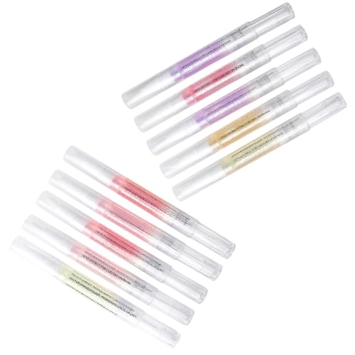 FONDOTIN Lápiz para Uñas Nutritivo 10 Piezas Aceite para Cutículas Transparente Hidratante Lápices para Cuidado y Reparación de Uñas Secas Uso Salón y Hogar
