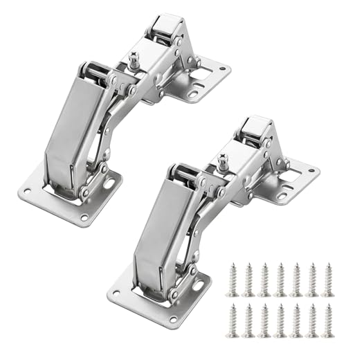 Qrity 2 Pack Kitchen Cabinet Door Hinges, 170 Degree Large Angle Door Hinges with Fixing Screws - No Slot Required - Easy to Install