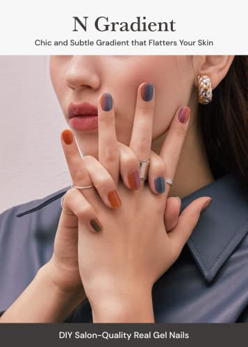 Ohora Semi Cured Gel Nail Strips (N Gradient) - Works With Any Nail Lamps, Salon-Quality, Long Lasting, Easy To Apply & Remove - Includes 2 Prep Pads, Nail File & Wooden Stick #TOP1