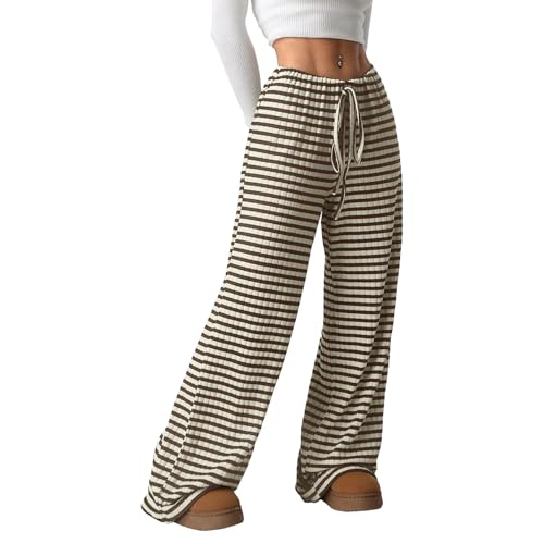 Pantalon de détente pour femme pyjama jambes larges cordon de serrage