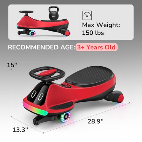 Image of Umatoll 12V Electric Wiggle Car for Kids, Birthday Gifts Toy for Age 3+