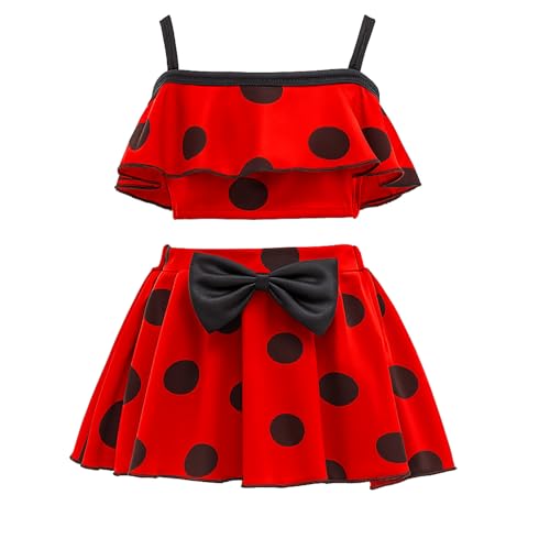 Dressy Daisy Toddler Little Girls Ladybug Red & Black Polka Dots Swimming Bathing Suit Swimsuit Tankini 2 Pieces Set