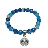Material: piedra WDAIJY Pulsera Mujer，Banda Azul Piedra Natural Lotus Buda Perlas Ágatas Amatistas Lapislázuli Tiger Eye Turquesas Pulsera para Mujeres Hombres Yoga Pulsera Femme