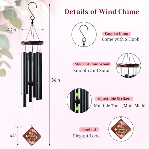 Image of 36 inch Memorial Wind Chimes Sympathy Gift - Cardinal Windchimes in Loving Memory of Loved One, Memorial Cardinal Gifts for Loss of Mom /Dad, Bereavement,Condolence,Funeral Grieving