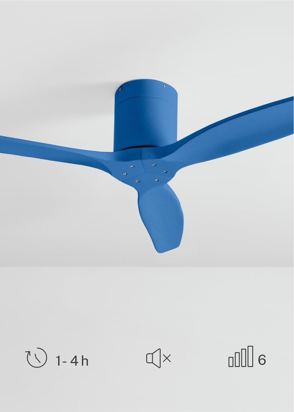 CREATE / WINDCALM M/Ventilatore da soffitto blu cobalto con telecomando / 40W, silenzioso, ABS, Ø132 cm, 6 velocità, timer, funzione estate-inverno
