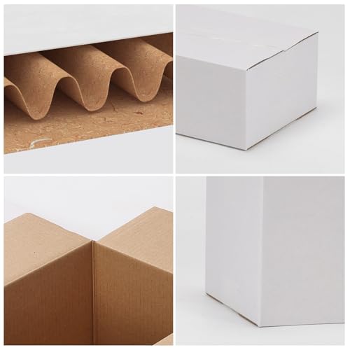 Image of 8x5x3 Shipping Boxes Set of 40, White Kraft Corrugated Cardboard Small Boxes Mailers for Packaging(20.3x12.7x7.6 cm)