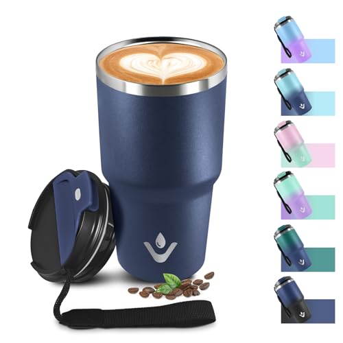 Tazza Termica 600ml 20oz, Bicchiere Termico con Doble Pared Reutilizable, Borraccia Termica in Acciaio Inox, sin BPA, Tazza da Viaggio per Caffe, Termos Caffè para Viajes, Oficina, Deporte, Escuela