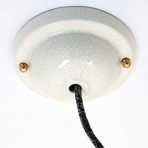 creative cables Kit rosone per lampadario da soffitto linea Mini (ceramica Effetto Craquelet, Ø 130 mm, 1 foro) – Fissaggio per lampadari e sospensioni singole – Design artigianale e made in Italy