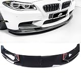 MUCO 4pcs Front Bumper Lip Spoiler Kit Compatible with BMW F10 520i 528i 535i 550i M Sport 2011 2012 2013 2014 2015 2016 Gloss Black M-Performance Front Bumper Lip Spoiler Lip Lower Bumper Body