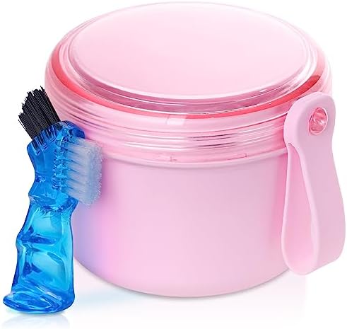 Denture Case, Leakproof Denture Soaking & Retainer Cleaning Container Cup