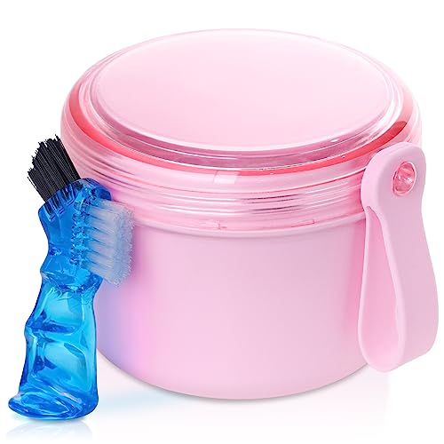 Denture Case & Bath Cup, Leakproof, Travel, Pink