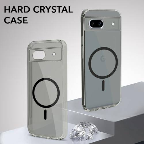 Image of Jkobi Lifetime Anti-Yellow MagSafe Compatible Clear Back Cover Case for Google Pixel 7a (Sleek Hard Crystal | Shockproof and Camera Protection)