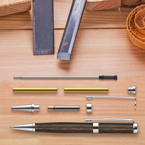 TOBEOME 10-Teiliges Stift-Set zum Drechseln, 7 mm, Slimline-Stift-Drehset mit Nachfüll-Drehbank-Zubehör, Silber
