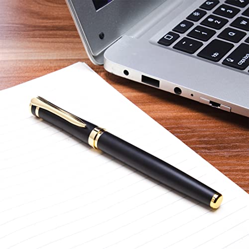 Road Teng Black Grind Arenaceous Fountain Pen Fine Nib With Converter Refillable Basics Sign Pens Non-Disposable Pen For Journaling #TOP4