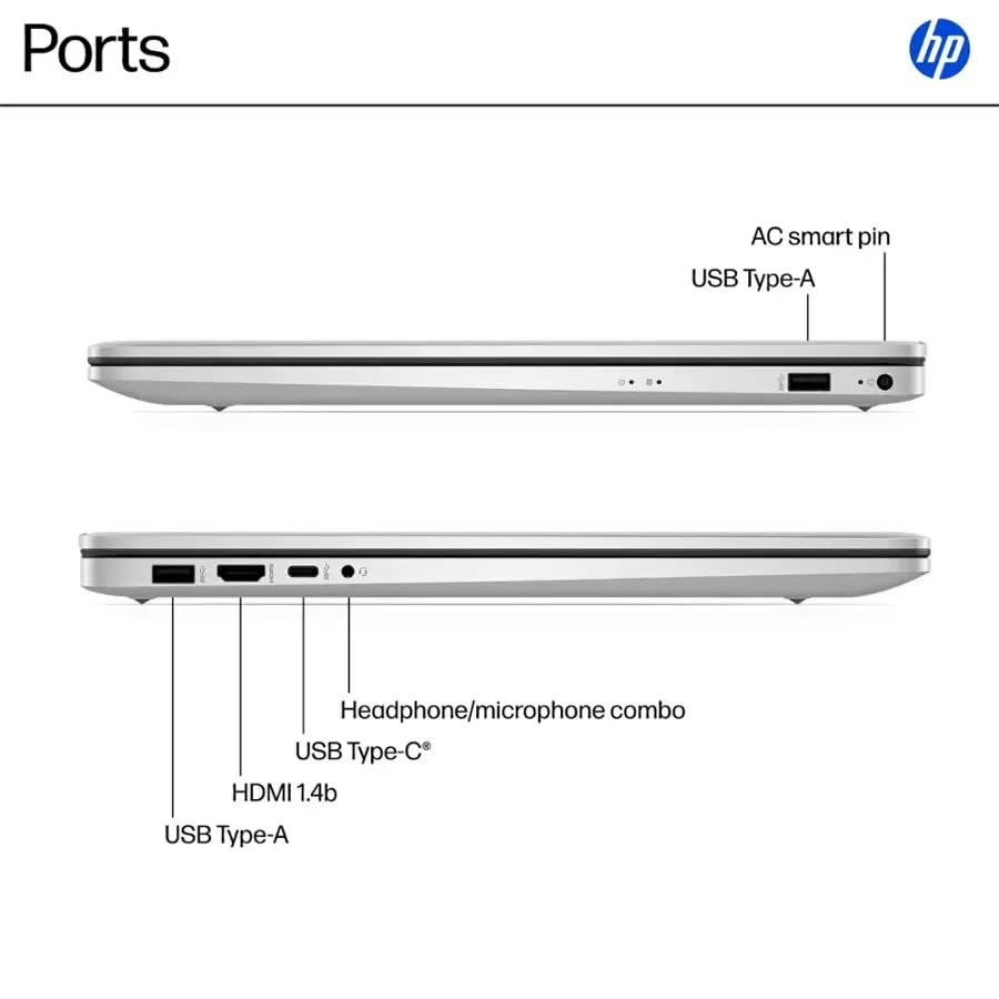 Image of HP 17.3 inch HD+ Laptop, with Free Lifetime Microsoft Office 2024, Intel Core i5-1334U, 12GB RAM, 256GB SSD, Intel Iris Xe Graphics, Windows 11 Pro, Natural Silver, with USB Hub
