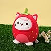 PEACH CAT Strawberry Cat Plush Pillow Cute Strawberry Kitten Stuffed Animal Cat plushie with Strawberry Outerwear for Kids Red 8" #4