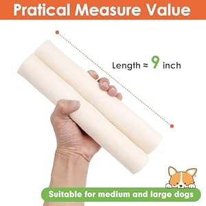 MON2SUN 9 Inch Canine Rawhide Rolls, Tooth Cleansing and Lengthy Lasting Canine Chews for Massive Canine, Single Ingredient and Pure Rawhide Rolls, 26.46oz (6 Depend-Pack of 1)