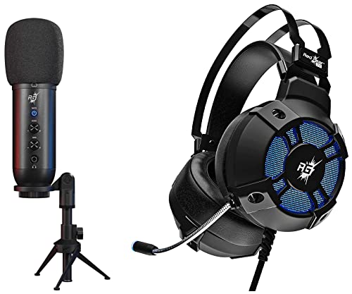 Image of Redgear Shadow Vox Gaming Auxiliary, USB Unidirectional Microphone with RGB Lighting & Cosmo 7,1 USB Gaming Wired Over Ear Headphones with Mic with Virtual Surround Sound