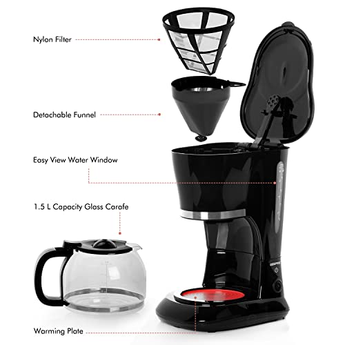 GEEPAS-15L-Filter-Coffee-Machine-800W-Coffee-Maker-for-Instant-Coffee-Espresso-Macchiato-More-Boil-Dry-Protection-Anti-Drip-Function-Automatic-Turn-Off-Feature-Standard--2-Year-Warranty