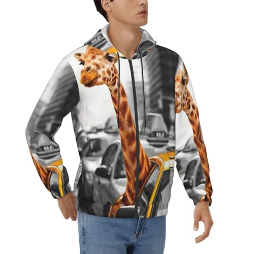 Pull à capuche homme parfait pour vos sorties urbaines style décontracté noir XXL motif girafe