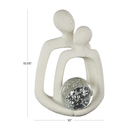 Escultura Decorativa Abstracta Blanca de Polystone 10x7x15 pulgadas miniatura 6