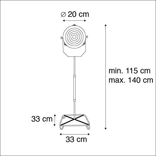 Qazqa - Industrial Floor lamp Bronze with Green 140 cm - Byron- - Retro - Suitable for LED E27 | 1 Light - Metal Floor lamp - Suitable for Living Room I Bedroom I